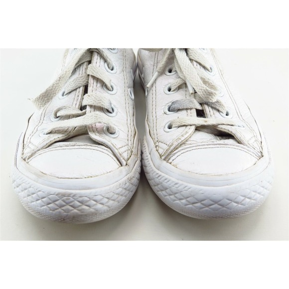 Converse All Star Toddler Sz 12 Off white Low‎ Top Leather Unisex Medium - Picture 2 of 7